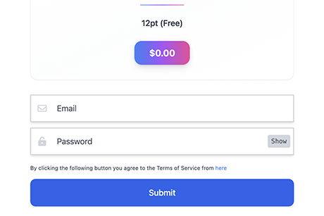 Free registration screen